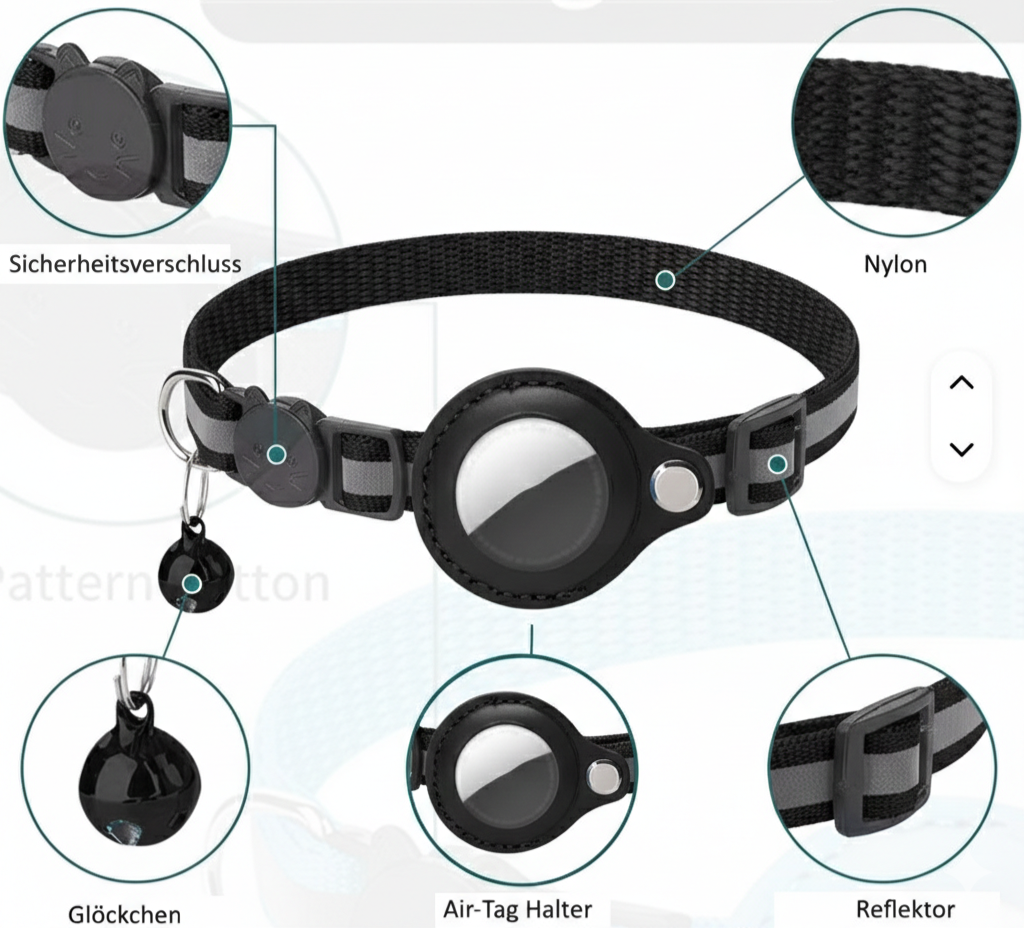 Halsband Air Tag (schwarz)